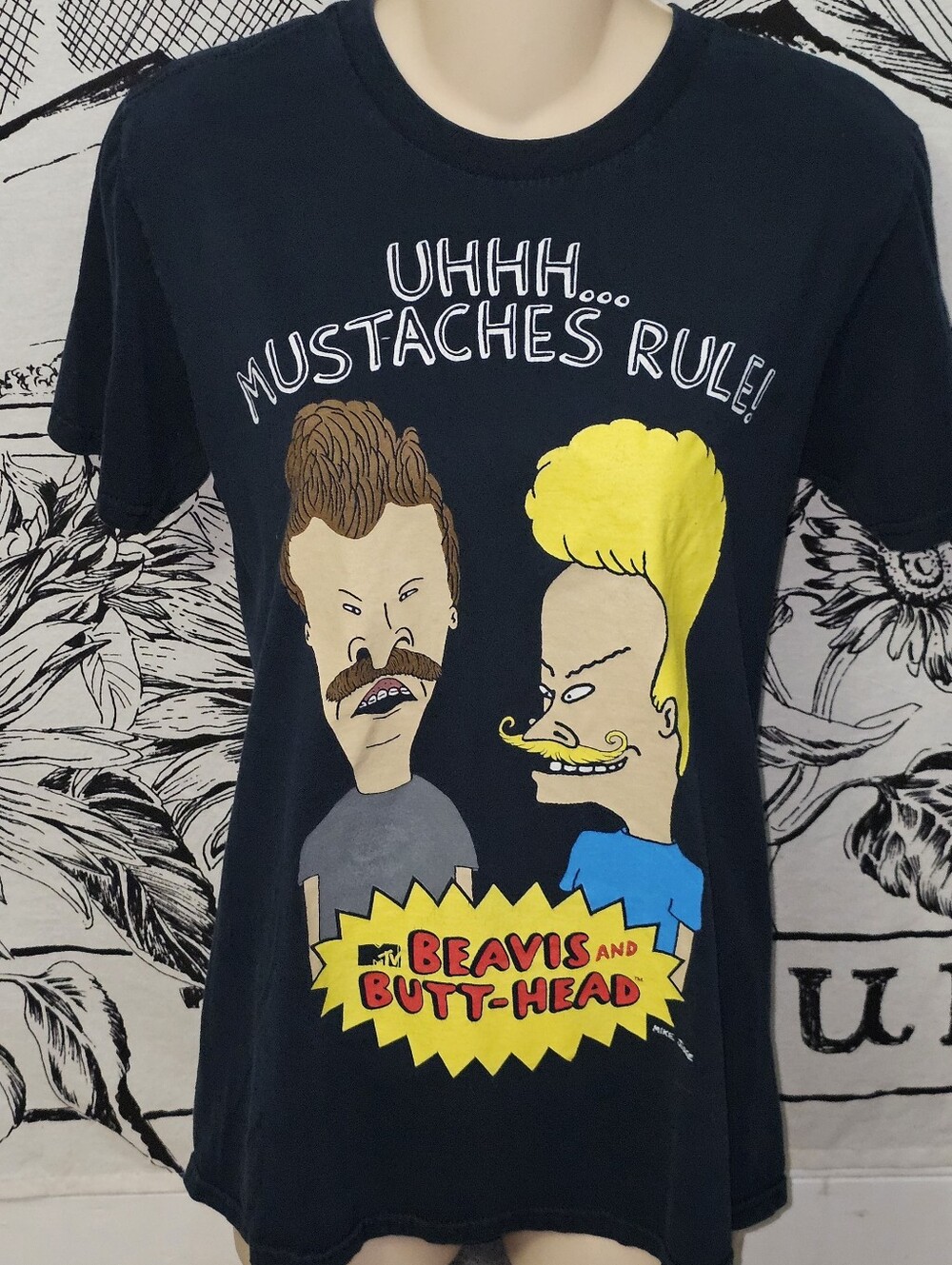 2011 BEAVIS AND BUTTHEAD MEN'S SMALL SIZE T-SHIRT MTV, UHH MUSTACHES RULE